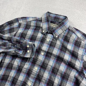 Vintage Gitman Bros Shirt Mens Medium Blue Gray Red Plaid Button Down Made USA - Picture 1 of 9