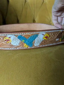 Vintage Echtleder Gürtel Adlermuster Western Style - Bild 1 von 13