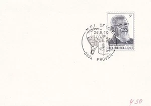 SA18i Belgium 1980 Frans Van Cauwelaert Stamp with Fancy Cancel Souvenir Leaf - Picture 1 of 1