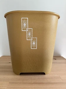 Vintage 60er/70er Retro Papierkorb Mülleimer Kunststoff gold senfgelb - Bild 1 von 13