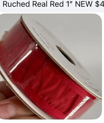 Cinta de estampación roja real acanalada de Navidad de San Valentín 10 yardas 1” de ancho #8020 Foto 1 de 3