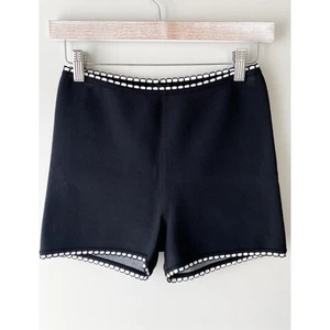 Alaia Paris Black Knit Shorts Scalloped Trim High Waist Made in Italy Size 38 - Picture 1 of 9