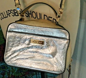*MILLY* Mini borsa a tracolla in pelle da cocktail argento oro metallizzato - Foto 1 di 7