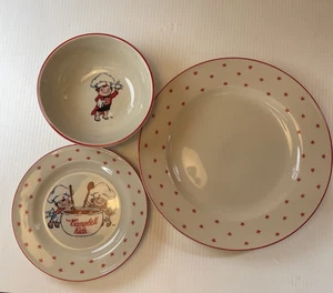 Zuppa Campbell vintage 1991 bambini 3 pezzi SET CENA ZUPPA E INSALATA piatto ciotola di GIBSON - Foto 1 di 12