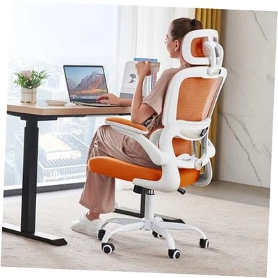  Silla de Oficina Silla de Escritorio Ergonómica, 330 LBS Hogar Malla Oficina Escritorio Sillas Naranja Foto 1 de 4