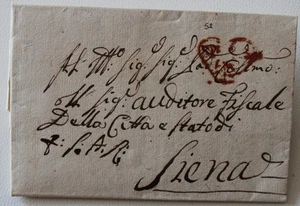1797 TOSCANA lettera RADICOFANI-SIENA-timbro CUORE ROSSO SIENA-L61 - Foto 1 di 1