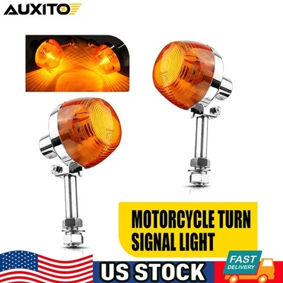 Universal Motorcycle Amber Turn Signal Light Pair 12V With 10mm Mounting Holes Foto 1 de 4