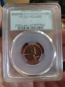 1963 D ANACS Soap Box Holder MS64RB - Lincoln Memorial Penny Cent 1c US Coin - Picture 1 of 4