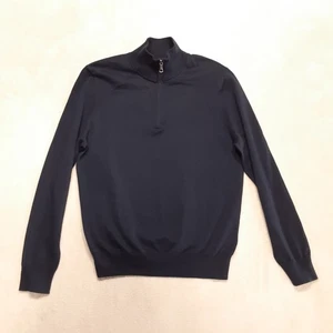 Brooks Brother Mens Supima Cotton 1/4 Zip Pullover Sweater Medium Navy Blue  - Picture 1 of 9