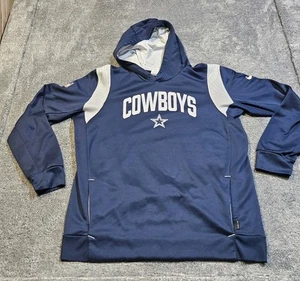 Sudadera con Capucha Nike Dallas Cowboys Ajuste Térmico Para Hombre LG Azul Pullover Blanco Gráficos LEER - Imagen 1 de 12