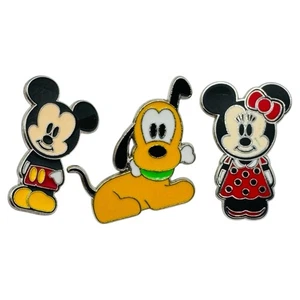 2010 Disney Parks Mickey Mouse Minnie Mouse Pluto Cute Characters Pin Set of 3 - Picture 1 of 11