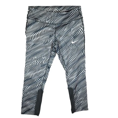 Nike Dri-FIT Running Tights Pants Medium Pattern Zip Pocket Poly Spandex Athleti - Image 1 of 4