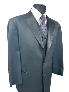 HUGO BOSS JAZZ/BAKER!!!!TUXEDO!!!!42R!!PICK STITCHED!!!! THREE-PIECE!!!!￼ - Picture 1 of 13