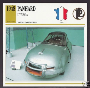 1948 Panhard Dynavia Dyna X Prototype Micro Car Photo Spec Sheet French Card - Picture 1 of 1