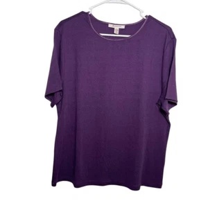 Jm Collection T-Shirt Damen XL Lila Kurzarm Einfarbig Basic Oberteil - Bild 1 von 8