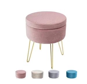 Hocker samt ,Runder Sitzhocker Schminktisch Hocker Ottoman Gepolsterter Hocker  - Bild 1 von 43