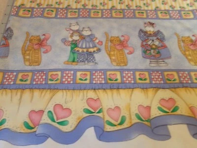 30" X 44" VINTAGE COLORFUL ALMEOW- CATS BORDER HI FASHION COTTON NEW RARE  #7689 - Image 1 of 4