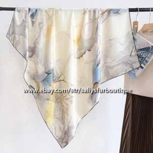 Sallys 100% Mulberry Silk Wrap Shawl Bandanna Painting Print Square Scarf 110cm - Picture 1 of 10