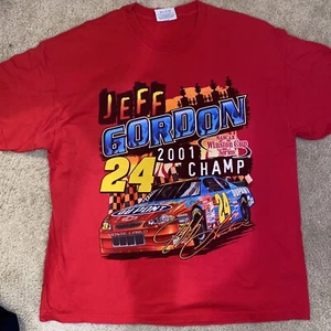 VINTAGE JEFF GORDON #24 DUPONT RED CHASE 2001 BLAZE TO GLORY NASCAR SHIRT SIZE L - Picture 1 of 6