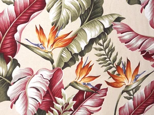 THICK! Tropical Hawaiian Barkcloth Cotton UPHOLSTERY FABRIC ~Halekoa~ - Picture 1 of 4
