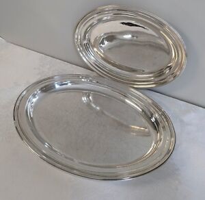 Pair TIFFANY & CO Vintage Silverplate 14" & 18" Oval Platters