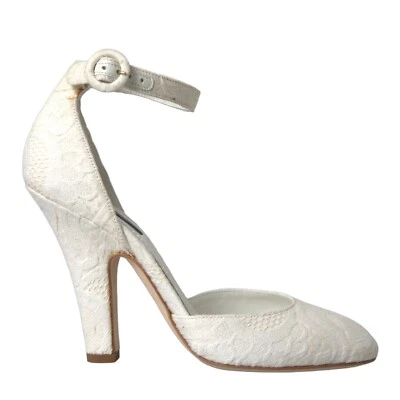 DOLCE & GABBANA Shoes White Floral Jacquard Mary Janes Heels Pumps EU38 / US7.5 - Image 1 of 4