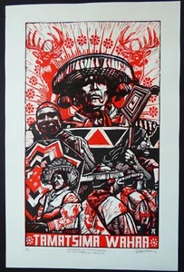 Seltenes handsigniertes mexikanisches HUICHOL Siebdruck Solidaritätsplakat / NUR 25 HERGESTELLT - Bild 1 von 5