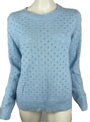 J Crew Pointelle Crewneck Sweater womens Medium M Burch Alpaca Wool Pullover - Image 1 of 4