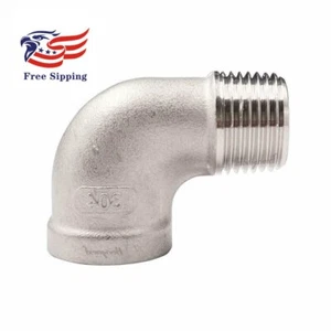90 Degree Elbow 1/2 NPT Female x Male Stainless Steel Street Pipe Fittings - Picture 1 of 4