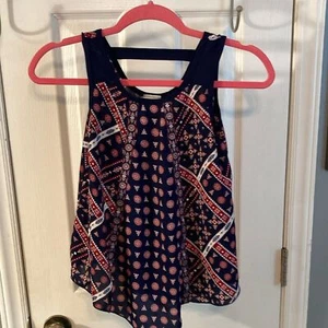 Lily Bleu Asymmetrical Cut-Out Tank Top in Blue and Pink Size M (10/12) - Picture 1 of 4