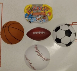 Sports Ball Shape 3D Cake Toppers (5) Football Soccer Baseball Basketball Hockey - Picture 1 of 11