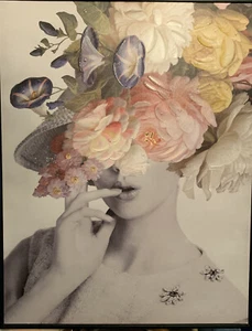 The Stupell Home Décor Collection Vintage Female Portrait Floral Spring 22”x28” - Picture 1 of 6