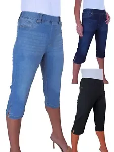 Ladies Elasticated Waist Below Knee Jogger Style Jeggings Stretch Denim 10-22 - Picture 1 of 20