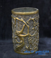 Collection Feng Shui Chinese Bronze Plum Blossom Brush pot Pen Holder 43264