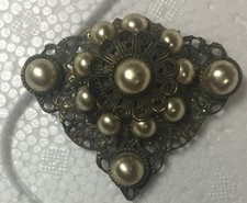 Vintage Costume Jewelry- Brooch, Faux Perls