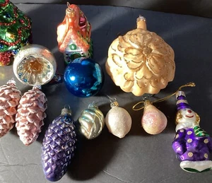 12 Mix Vtg Radko, Shiny Brite, Germany, Mercury Glass Christmas Ornament Lot - Picture 1 of 24