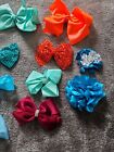 BUNDLE OF 13 X GIRLS HAIR BOWS VARIOUS COLOURS AND SIZES
