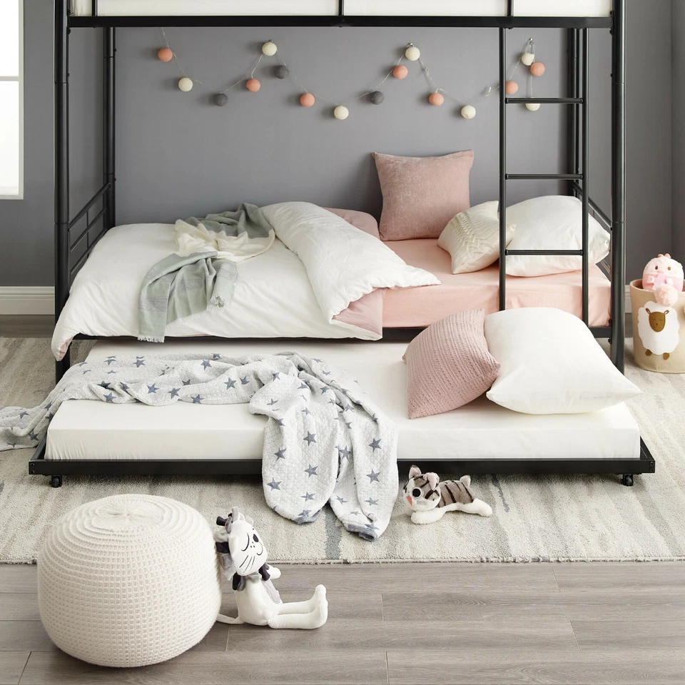 WALKER EDISON MARCO DE CAMA NIDO DOBLE DESPLEGABLE ALMACENAMIENTO AHORRO ESPACIO, NEGRO BT40TBBL Foto 1 de 4