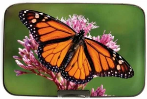 RFID Secure Armored Credit Card Wallet Hard Case - Monarch Butterfly - Picture 1 of 3