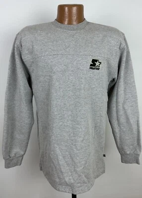 Moletom masculino vintage anos 90 Y2K STARTER cinza urze ponto V gola redonda manchas quadradas - Imagem 1 de 4