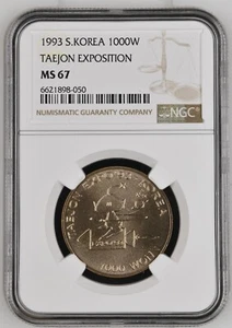 South Korea 1993 1000 Won Taejon International Exposition - NGC MS 67 - Picture 1 of 2