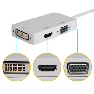 Mini Display Port Thunderbolt DP Kabel auf DVI VGA HDMI Adapter für Apple MacBook - Bild 1 von 1