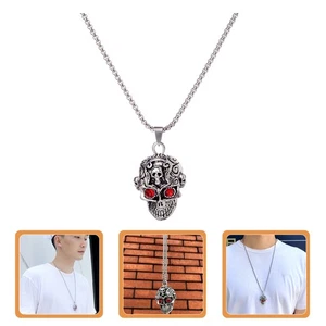 2 Pieces Skull Pendant Miss Father Day of Dead Necklace Men's Jewelry - Picture 1 of 12