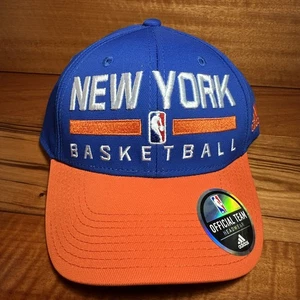 NEW YORK KNICKS (ADIDAS) MENS SNAPBACK BASEBALL HAT (ADJUSTABLE) NWT BLUE/ORANGE - Picture 1 of 5