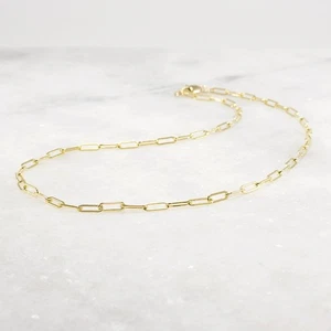 Gold Paper Clip Necklace, Medium Link, 14k Gold Filled - Picture 1 of 8