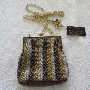 Vintage Beaded Evening Purse Disco Collection by La Regale Gold & White Sequin - Picture 1 of 5