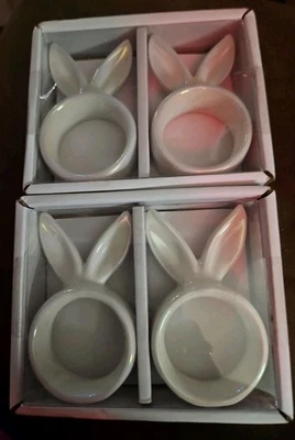 Anillos de servilleta con orejas de conejo de 4 unidades Foto 1 de 3