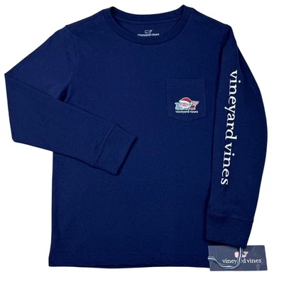 Camiseta de Navidad Vineyard Vines Traviesa y Bonita Lista Papá Noel Ballena Talla 6 Foto 1 de 4