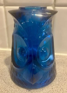 Vintage Viking Glass Owl Fairy Lamp TOP ONLY Cobalt Blue - Picture 1 of 4