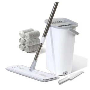 Mop and Bucket with Wringer Set for Home, Squeeze Flat Mops Square Bucket Gray - Picture 1 of 8